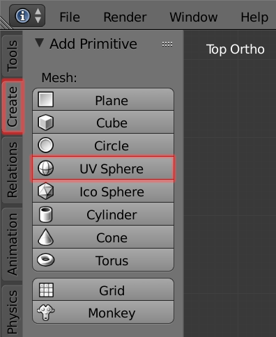 Create > UV Sphere