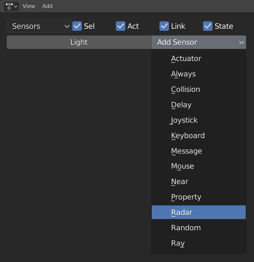 Capture d'écran : Add Sensor - Radar